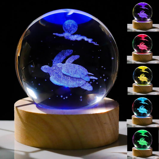 3D Solar System Crystal Ball with LED Colorful Lighting Touch Base, Solar System Model Decor Science Astronomy Gifts God Bless The World Easter Religious Space Gifts Decor