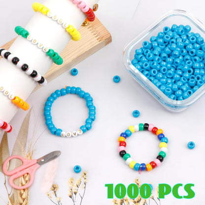 Auvoua 1000Pcs Pony Beads Bracelet 9mm Yellow Plastic Barrel Pony Beads for Necklace,Hair Beads for Braids,Key Chain,Jewelry Making (Yellow)