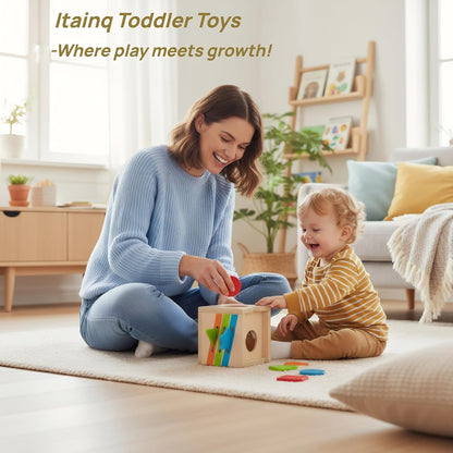 5 in 1 Montessori Activity Toys for 2 3 Year Old Boys and Girls, Wooden Learning Toys with Object Permanence, Bird Feeding Game, Fine Motor Skills, Problem Sloving