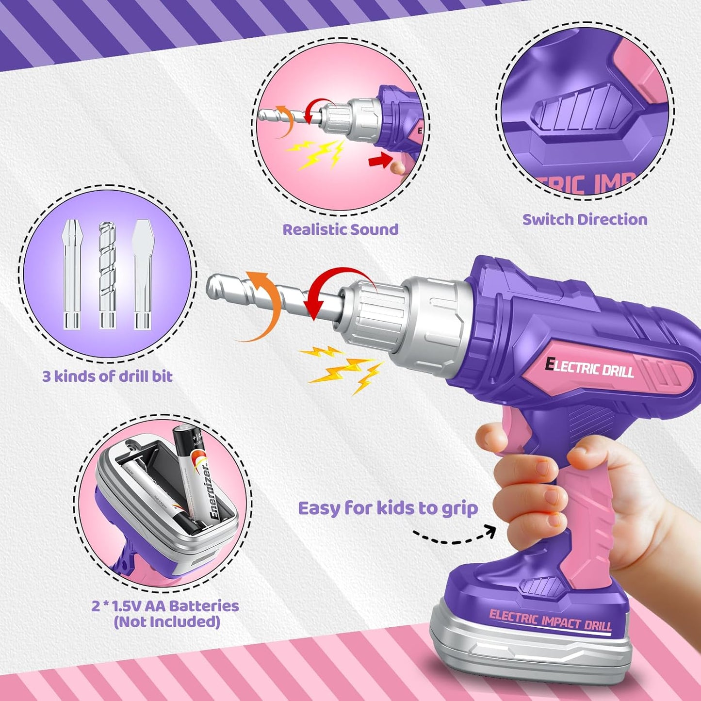 Kids Tool Set 46 PCS, Christmas Birthday Gifts for Kids Ages 3,4,5,6,7,8, Toddler Tool Set with Portable Tool Box & Electronic Toy Drill, Construction Toys Tools for Toddlers, Tool Kits for Boys Girls