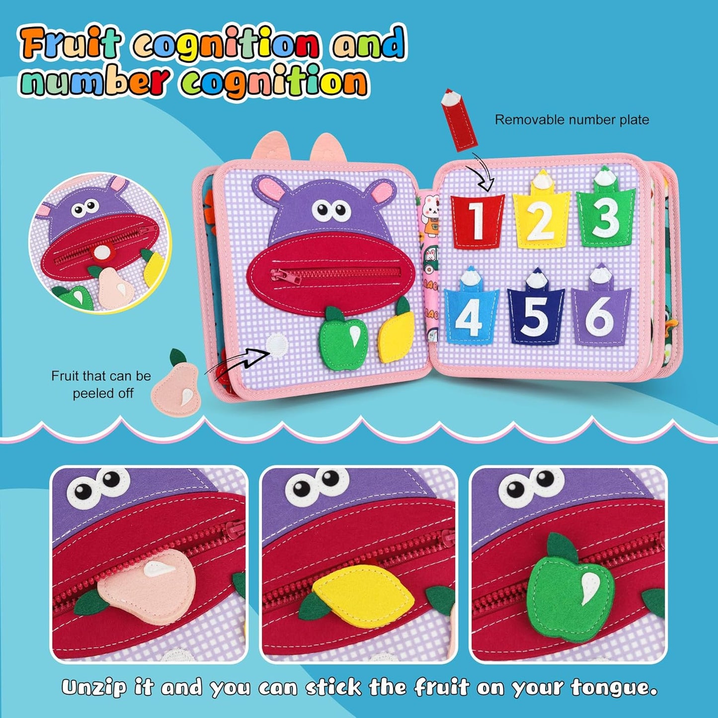Busy Book for Toddlers Montessori Toys- Busy Board for 1-3 Year Boy Gifts Girl Toys Educational Learning Quiet Activity Books Toddler Airplane Travel Toy for 1 Year Old Birthday