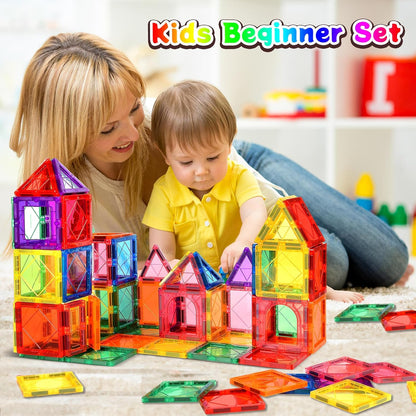 NVHH 100PCS Magnetic Tiles Blocks for Kids Ages 3-5 4-8,STEM Learning Educational Preschool Magnet Building Toys for Toddlers,Christmas Birthday Gifts Toys for 3 4 5 6 7 8+ Year Old Boys Girls