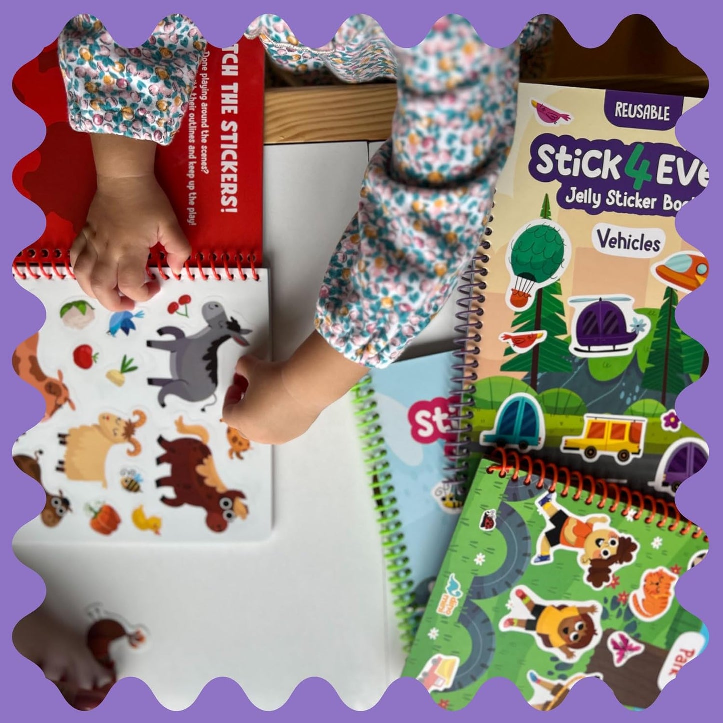 Stick4Ever Jelly Sticker Book - for Kids - Waterproof, Easy to Clean Reusable Sticker Book for Toddlers- Reusable Road Trip Activities for Kids - Stocking Stuffers for Toddlers (Wonderland)