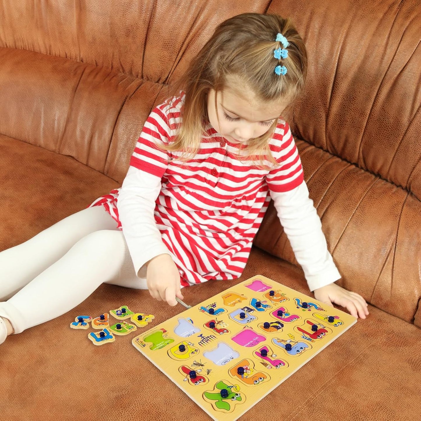 Rite Lite Alef Bais Puzzle Learn the Alef Beis, Pink, Multi-Colored, Tan, Red, Green, Blue, Purple Kids Puzzle