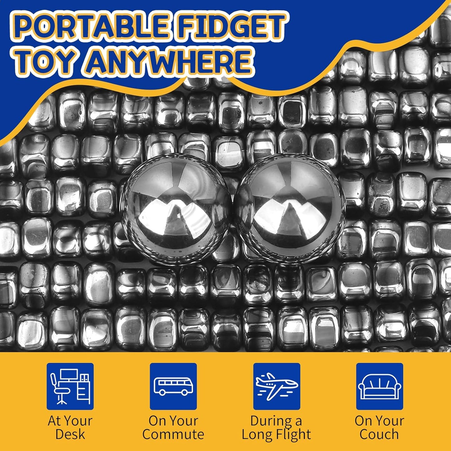 Fidget Mangetic Store with Fiber Case, Magnetic Stones with 1.26 inch Magnet Balls for Adults, Cool Magnet Rock Stone for Kitchen Refrigerator Magnet Office Desk Decor, Brain Storming EDC Science Kit
