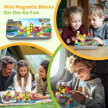 Magnetic Tiles Race Track Set, 52PCS STEM Educational Magnetic Building Blocks with 2 Race Cars, Montessori Sensory Travel Toys for Kids 3 4 5 6 7 8, Birthday for Boys & Girls