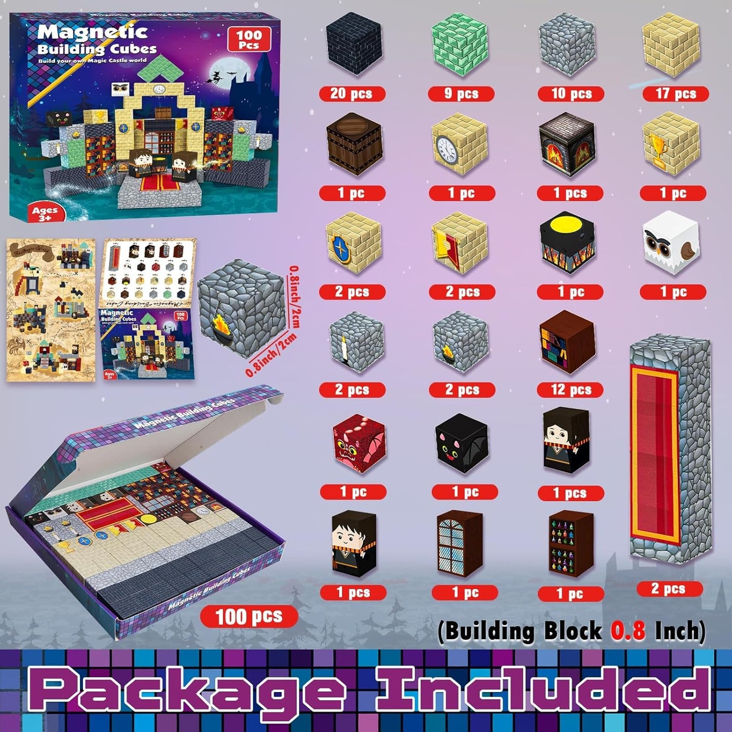 GraceDuck 300 PCS Magnetic Blocks - Magnetic Building Blocks, Stacking Magnets for Kids, Sensory Toy for STEM Montessori Sensory Toys for Kids 3+ Boys and Girls Christmas Birthday Gifts