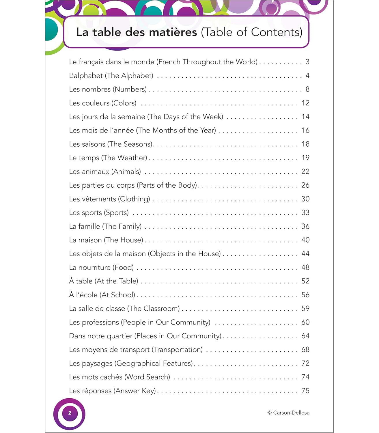 Carson Dellosa Skill Builders K-5 French Workbook, Alphabet, Vocabulary, Numbers, Geography, and More, Kindergarten to 5th Grade Classroom or Homeschool Curriculum