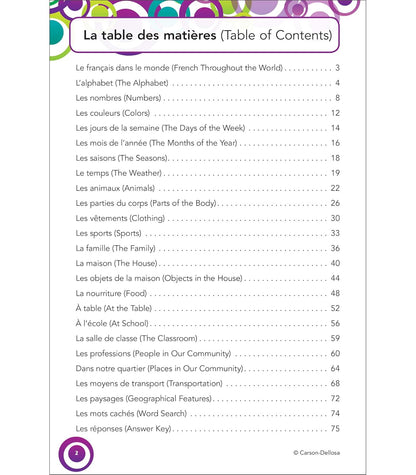 Carson Dellosa Skill Builders K-5 French Workbook, Alphabet, Vocabulary, Numbers, Geography, and More, Kindergarten to 5th Grade Classroom or Homeschool Curriculum
