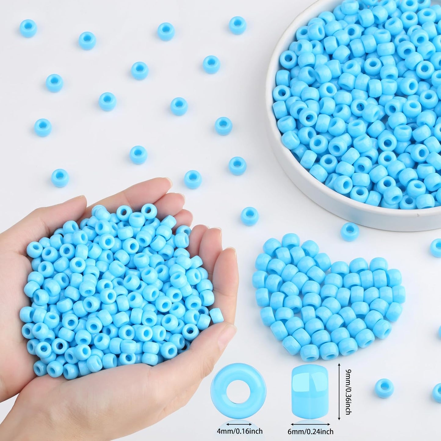 Red Pony Beads 1000Pcs 9mm Pony Beads Bulk Red Perler Beads for Friendship Bracelets Kandi Beads Hair Beads for Braids Beads for Crafts