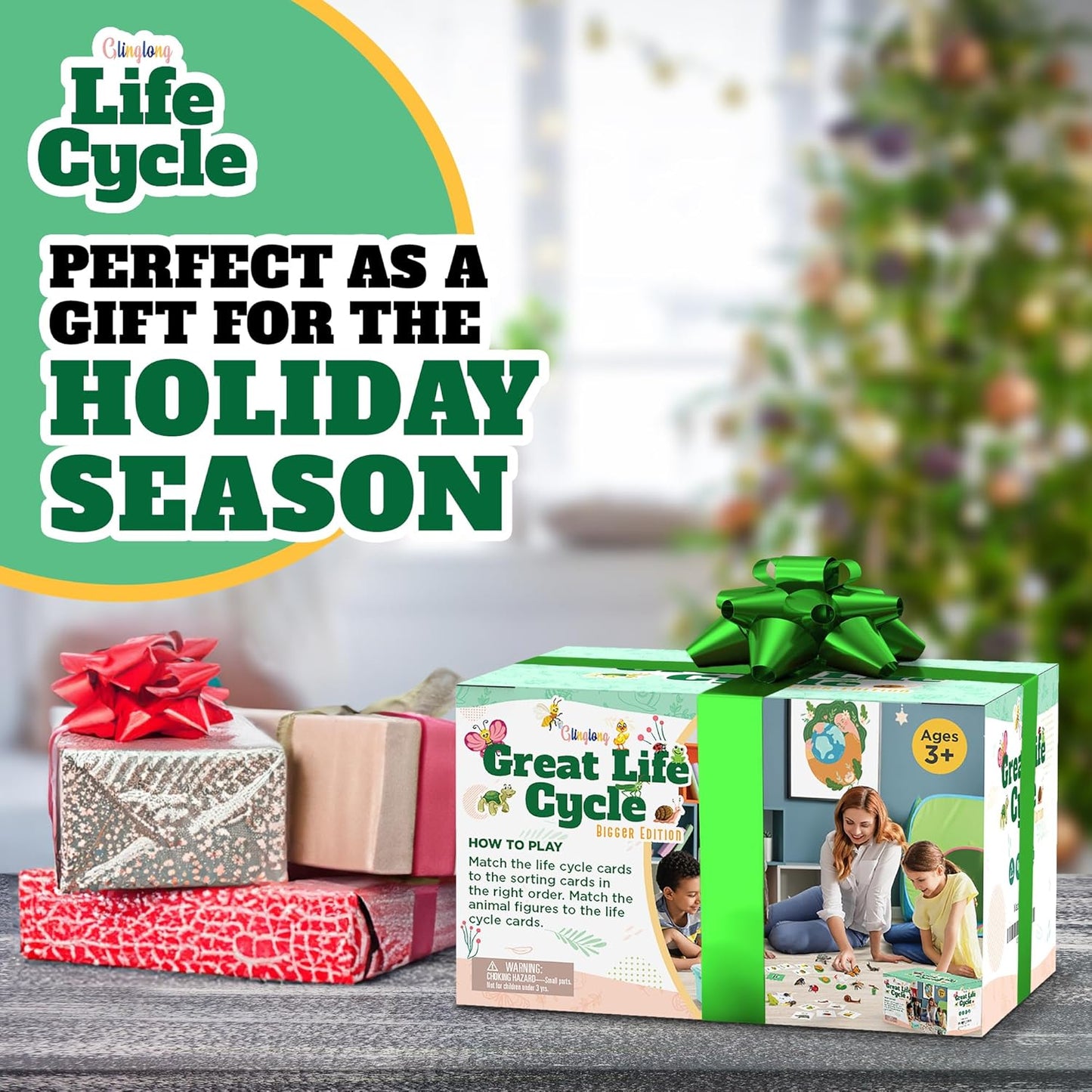 Life Cycle Animal Kit - Montessori Science Toy with 24-Piece Matching Game, Butterfly, Frog, Chicken, Bee, Ladybug and Turtle STEM Educational Gift, Easter Basket fillers for Kids Ages 3-8