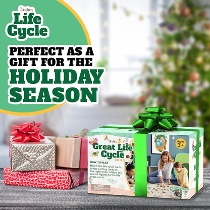 Life Cycle Animal Kit - Montessori Science Toy with 24-Piece Matching Game, Butterfly, Frog, Chicken, Bee, Ladybug and Turtle STEM Educational Gift, Easter Basket fillers for Kids Ages 3-8