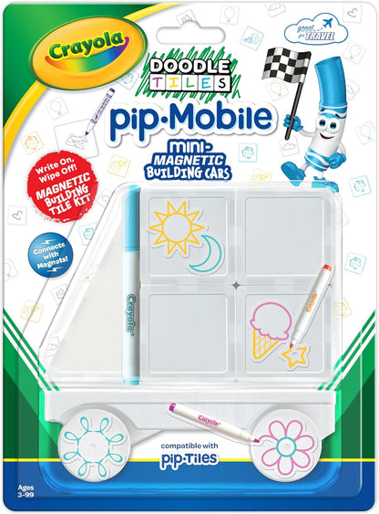 CreateOn Crayola Mini Magnetic PIP-Tiles, Building Set for Kids, Magnetic Building Toys for Kids, STEM Travel Toys for Boys and Girls Ages 3+, 24-Piece Set (Glitter)