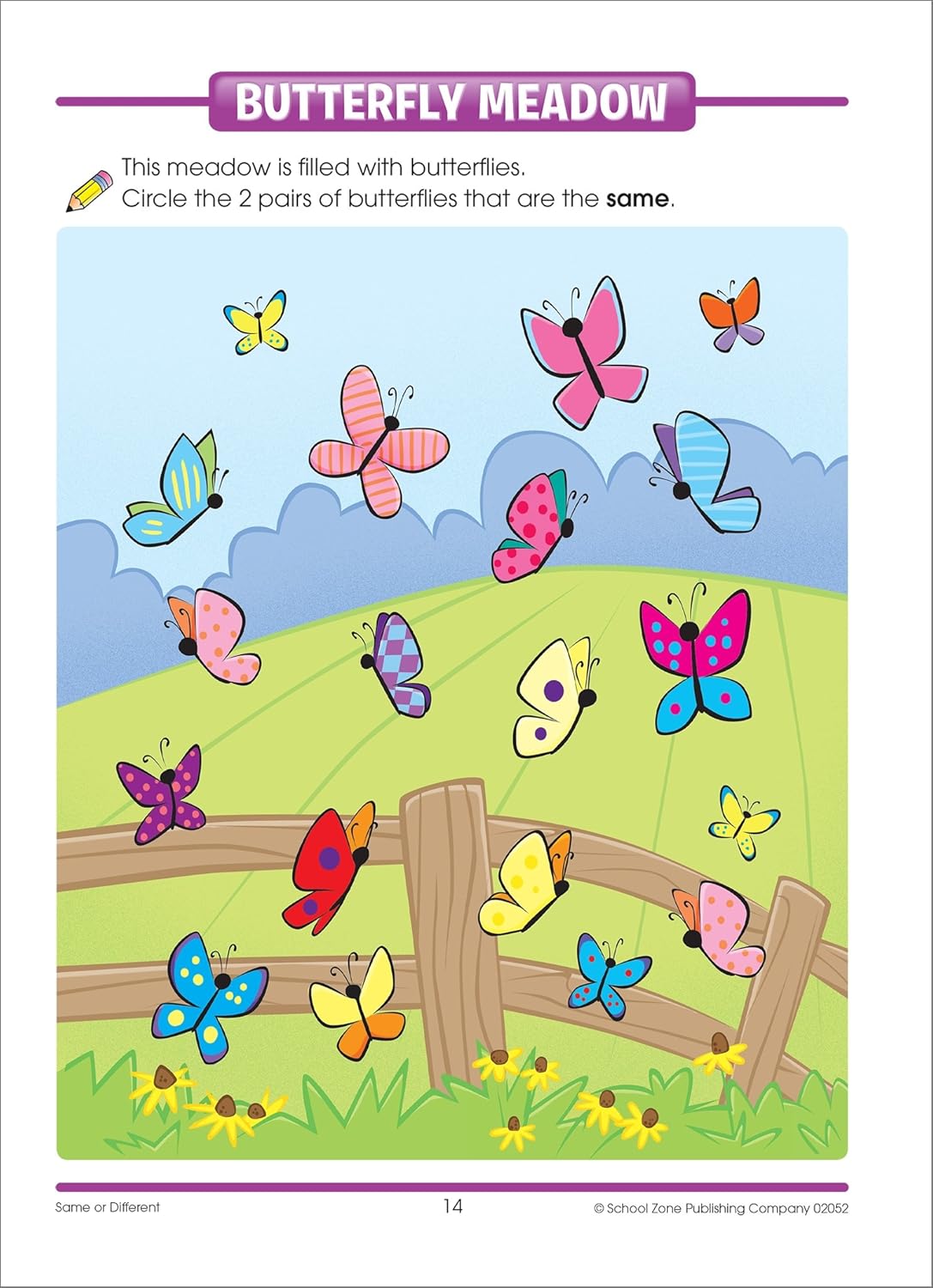 School Zone Same or Different Workbook: 32 Pages, Preschool, Kindergarten, Words, Letters, Colors, Matching, Compare and Contrast, Ages 3 to 5 (Get Ready! Book Series)