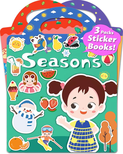 Walenced Reusable Sticker Book for Toddlers, Stickers for Kids, Toddler Sticker Book, Toddler Craft Activities, Toddler Travel Toys Ages 3 and Up Boy Girl Birthday Gifts