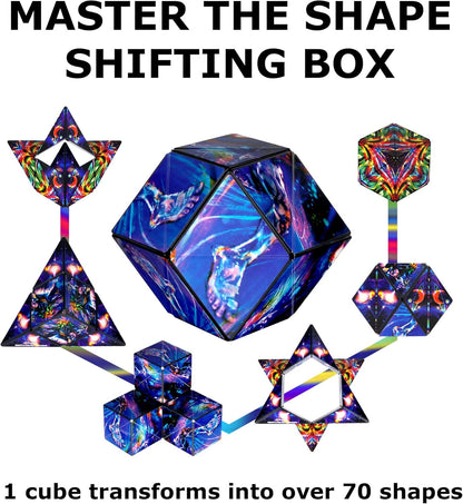 Shashibo Shape Shifting Box - Award-Winning STEM Fidget Toy with Ultra Strong Magnets - Puzzle Cube Transforms Into 100+ Shapes, Perfect Sensory Gift for Kids, Teens, and Adults (Glowquarium)