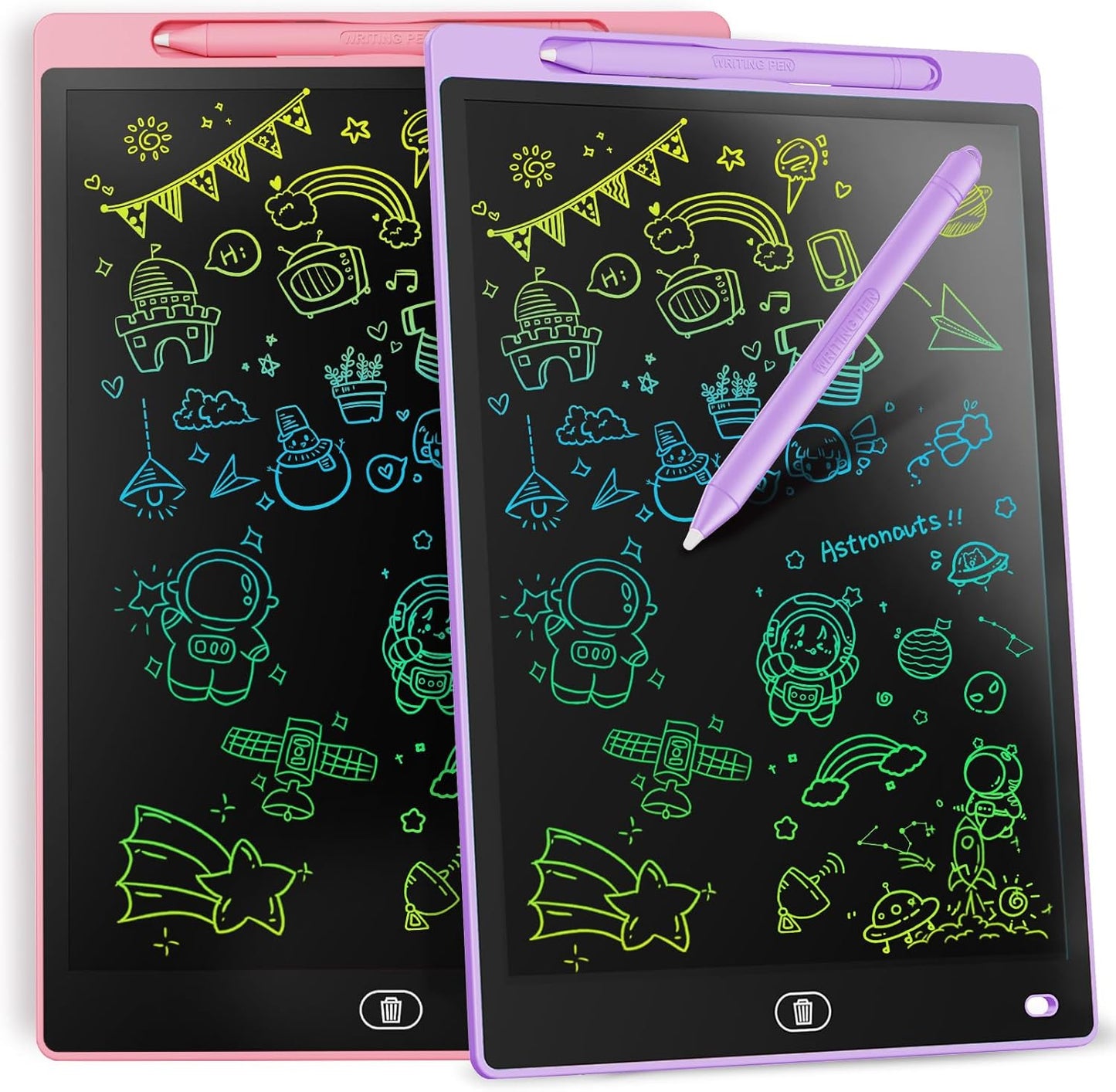 [2 Pack] Genialba LCD Writing Tablet 12-Inch Colorful Doodle Board, Toddler Learning Educational Toys Gifts for 3-8 Years Old Girls and Boys, Electronic Drawing Pad for Kids (Pink&Blue)