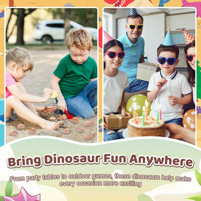 24-Piece Dinosaur Bone for Sandbox, Realistic Dinosaur Figure Plastic Dino Skulls Bulk for Sand Box Easter Dino Themed Birthday Party Digging Sensory Bin Cake Decoration Classroom Prize, Brown