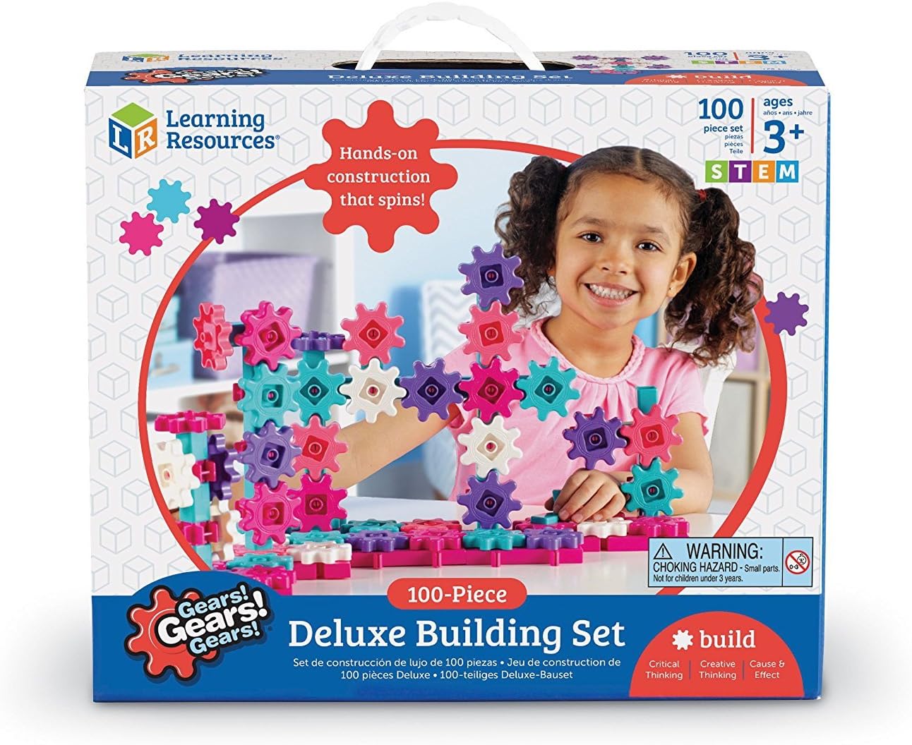 Learning Resources Gears 100-Piece Deluxe Building Set -STEM Activities, Fine Motor Skills, Toddler Explorer Kit, Science and Construction, Boys and Girls Gifts