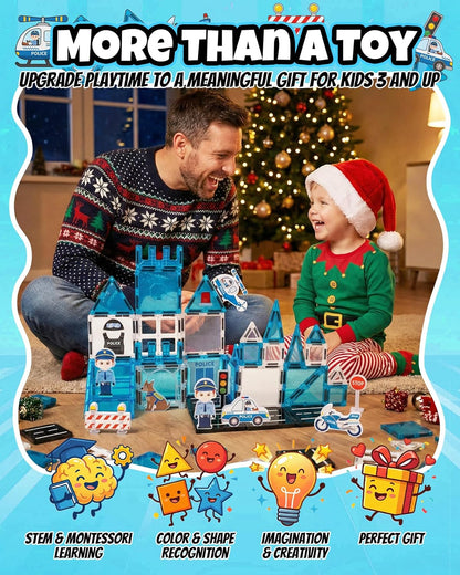 Magnetic Tiles for Kids, Construction Magnetic Building Blocks,37pcs STEM Educational Magnet Toys, Ideal Gift for Boys & Girls for Christmas & Birthday