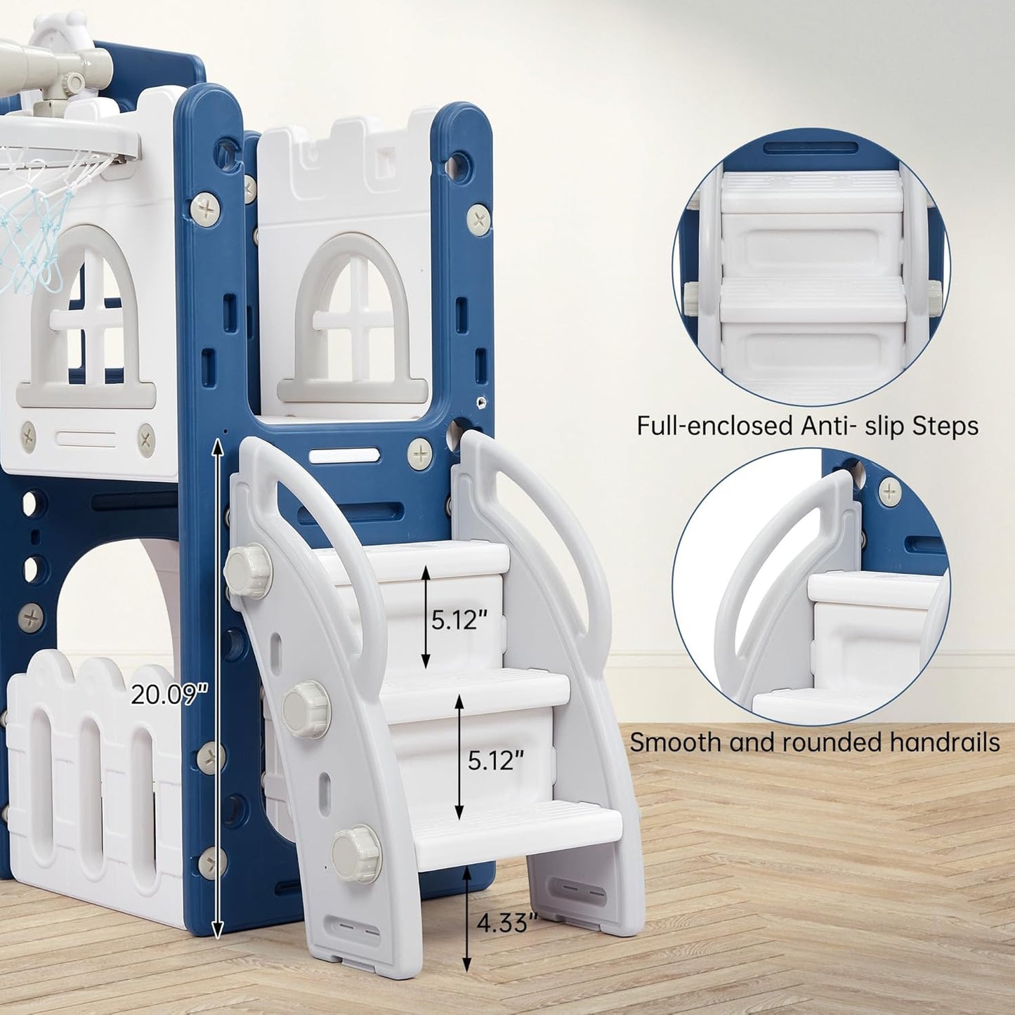 Garvee Toddler Slide 8 in 1 Toddler Playset for Toddlers Age 1-3, Baby Playset for Indoor Outdoor Playground with Climber, Crawling Tunnel, Basketball Hoop, Telescope, Toy Storage