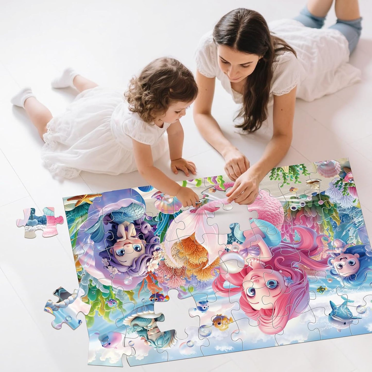 Jumbo Floor Puzzle for Kids,48 Piece Unicorn Large Jigsaw Puzzles,Puzzle for Toddler Ages 3-5,Fun Educational Preschool Learning Toy Easter Gift for Boys & Girls Ages 4-8