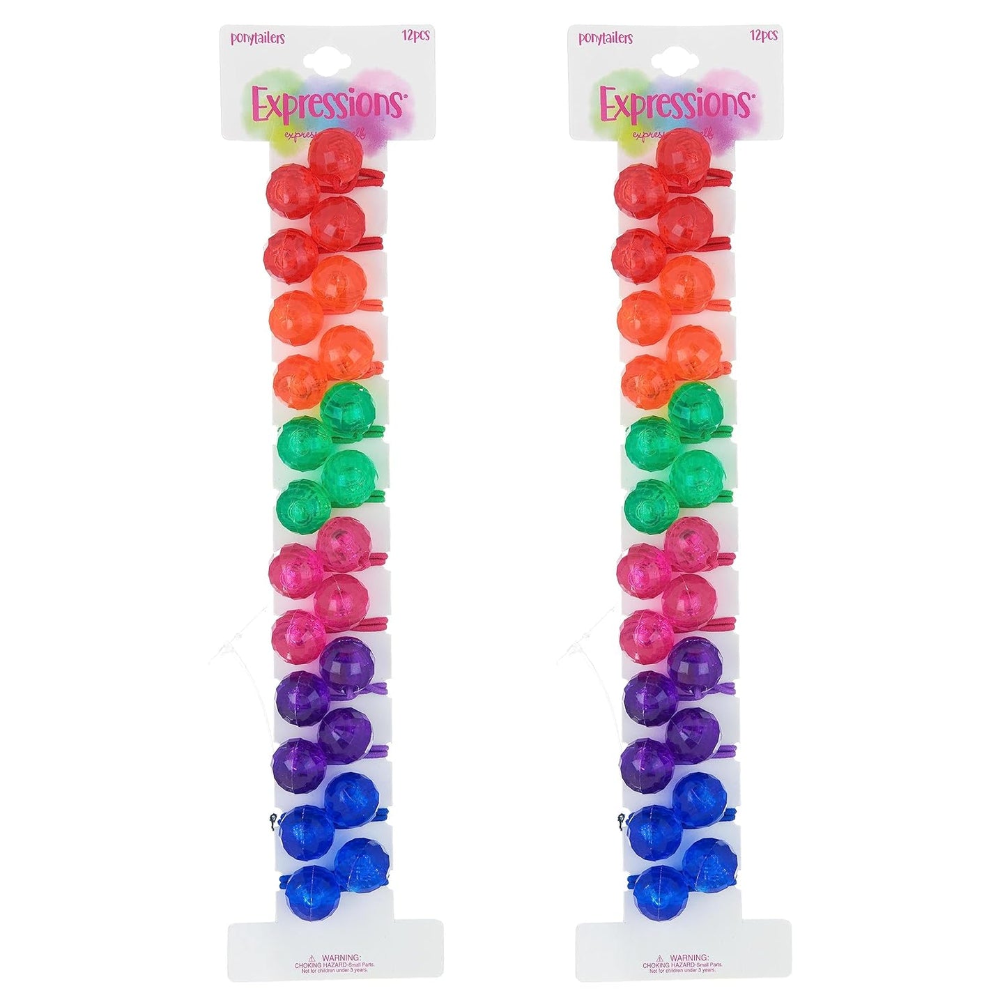 20pc Ponytailers Balls Elastics 18mm Round Opaque Multicolored Twin Beads Bauble Holders Toddler Kids Braiding Styling