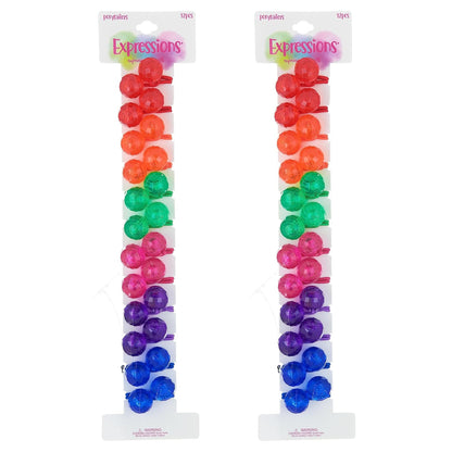 20pc Ponytailers Balls Elastics 18mm Round Opaque Multicolored Twin Beads Bauble Holders Toddler Kids Braiding Styling