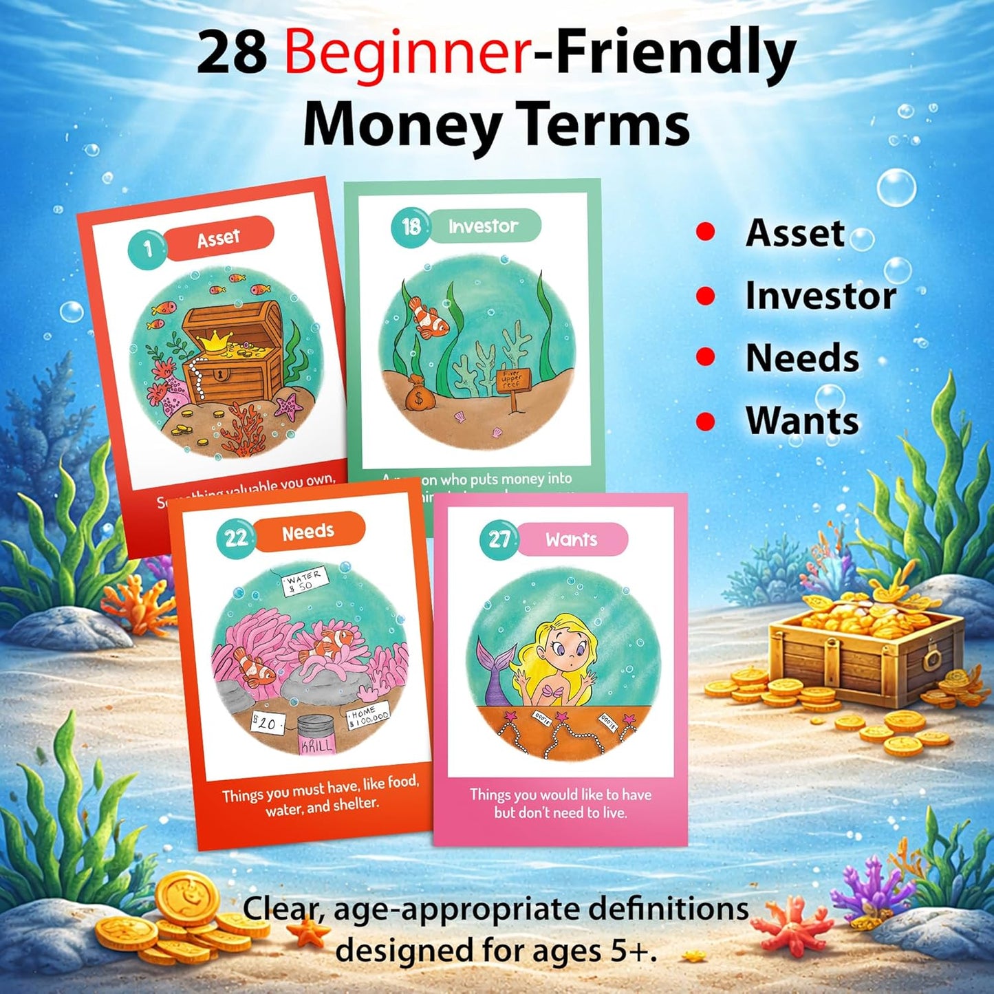 Finance Go Fish – 3-in-1 Financial Literacy Card Game for Kids Ages 5–12 | Go Fish, Memory & Old Maid | Educational Money Vocabulary Deck (Combo)