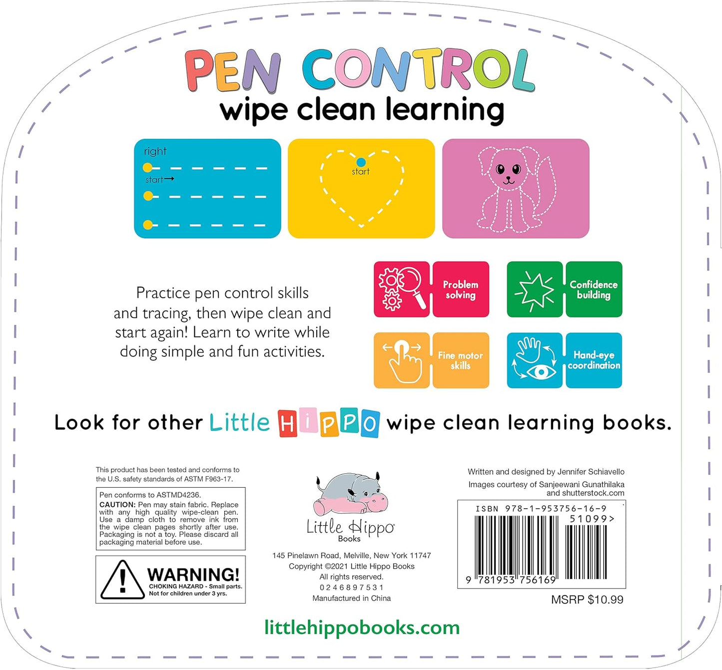 Write & Wipe Pen Control - Children's Novelty Learning Board Book - Wipe Clean - Educational (Wipe Clean First Skills Learning Series: Includes Dry-Erase Marker)