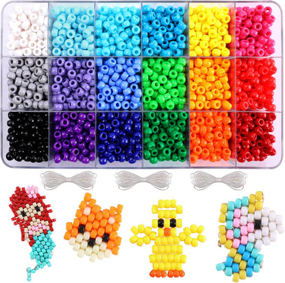 1720+pcs Pony Beads Kit 1830pcs 6 Style Letter Alphabet Beads Rainbow Plastic Pony Bead Bulk Multicolor Kandi Bead Elastic String DIY Crafts Jewelry Making Kit for Bracelets Necklaces