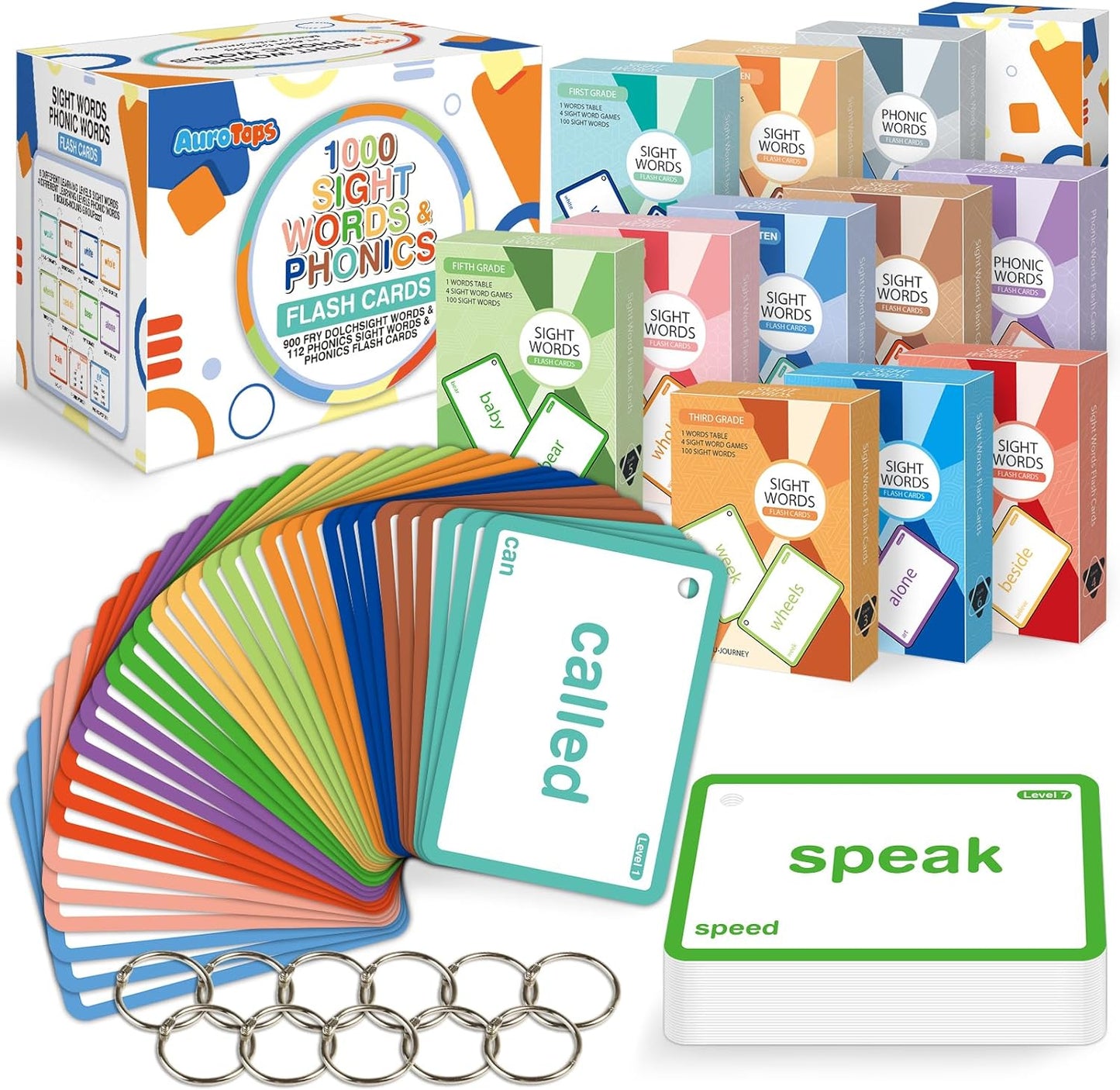 712 Sight Words/Phonics Flash Cards, Dolch & Fry High Frequency Site Words, Learn to Read CVC Blends, Short/Long Vowel Sounds, Flash Cards Games for PreK Kindergarten 1st 2nd 3rd Grade, Kids 4-10