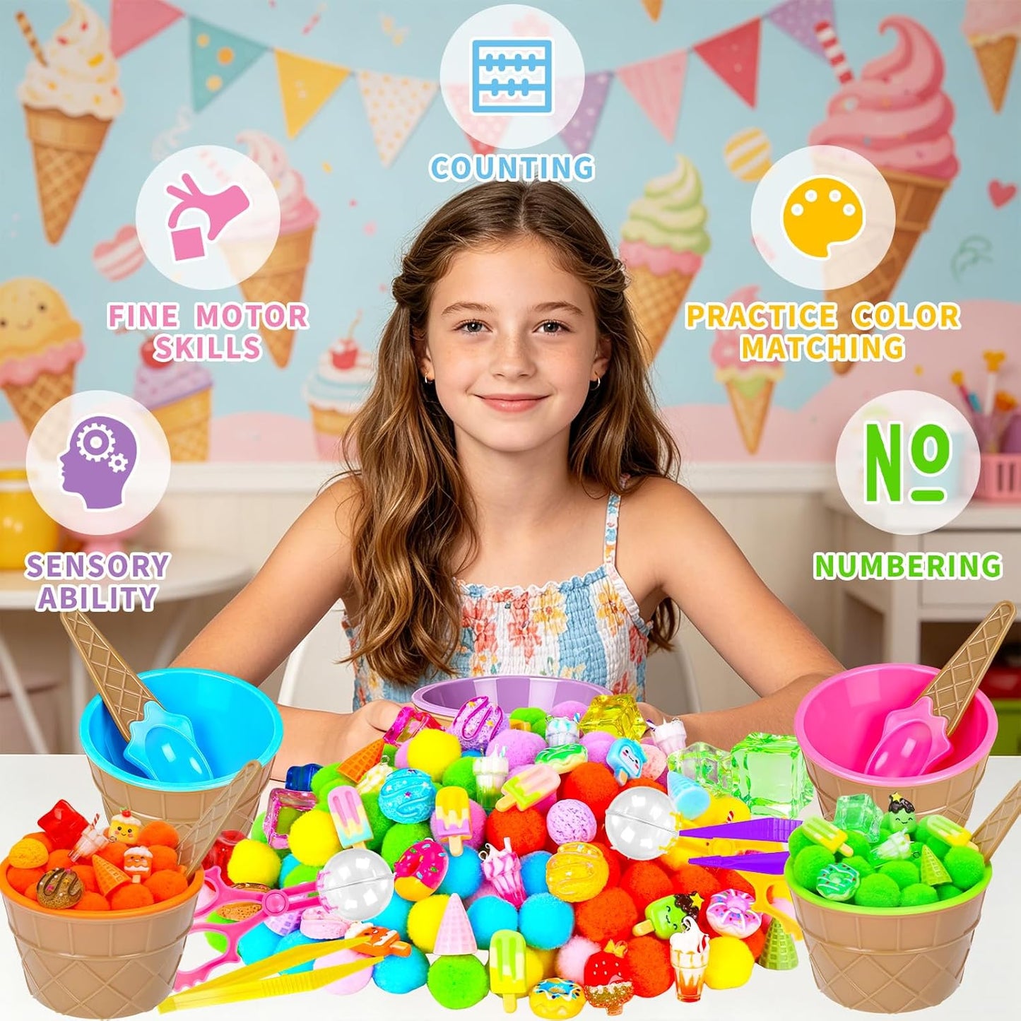 307 Pcs St. Patrick's Day Sensory Bin Filler Shamrock Fine Motor Sensory Bin Items Includes Pom Poms Irish Shamrock St. Patrick's Hat Resin Animals for Counting Sorting Training