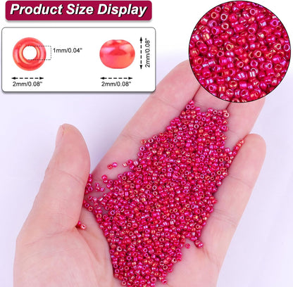 10100 Pcs Size 11/0 Glass Seed Beads, 2 mm Dark Green Small Mini Spacer Loose Pony Beads for Jewelry Making and DIY Crafts - Colors B