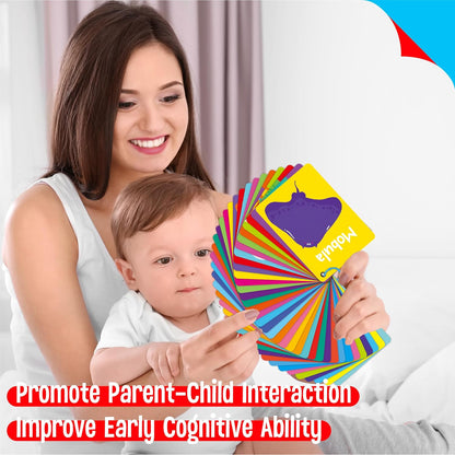 50 PCS Kid First Cognitive Flashcards,Double Sided Printed 7 in 1 Colorful Cards Alphabet,Numbers, Foods,Animals,Shapes,Colors with 3 Reclosable Rings,Learning Tool for Pre-K Kindergarten Toddlers