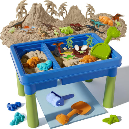 Lehoo Castle Sensory Table with Sensory Sand, Indoor Sensory Bin with Lid & 2.6lbs Play Sand, Construction Kit with 6 Alloy Trucks & Castle Molds, Sensory Toys for Toddler Boys and Girls