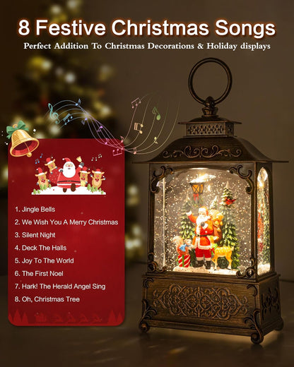 Extra Large Christmas Snow Globes Christmas Lantern, 12.99" Musical Snow Globe with 8 Songs, Santa Snowglobe for Kids Adults, 6H Timer Dual Power, Lighted Christmas Decorations Indoor Gifts