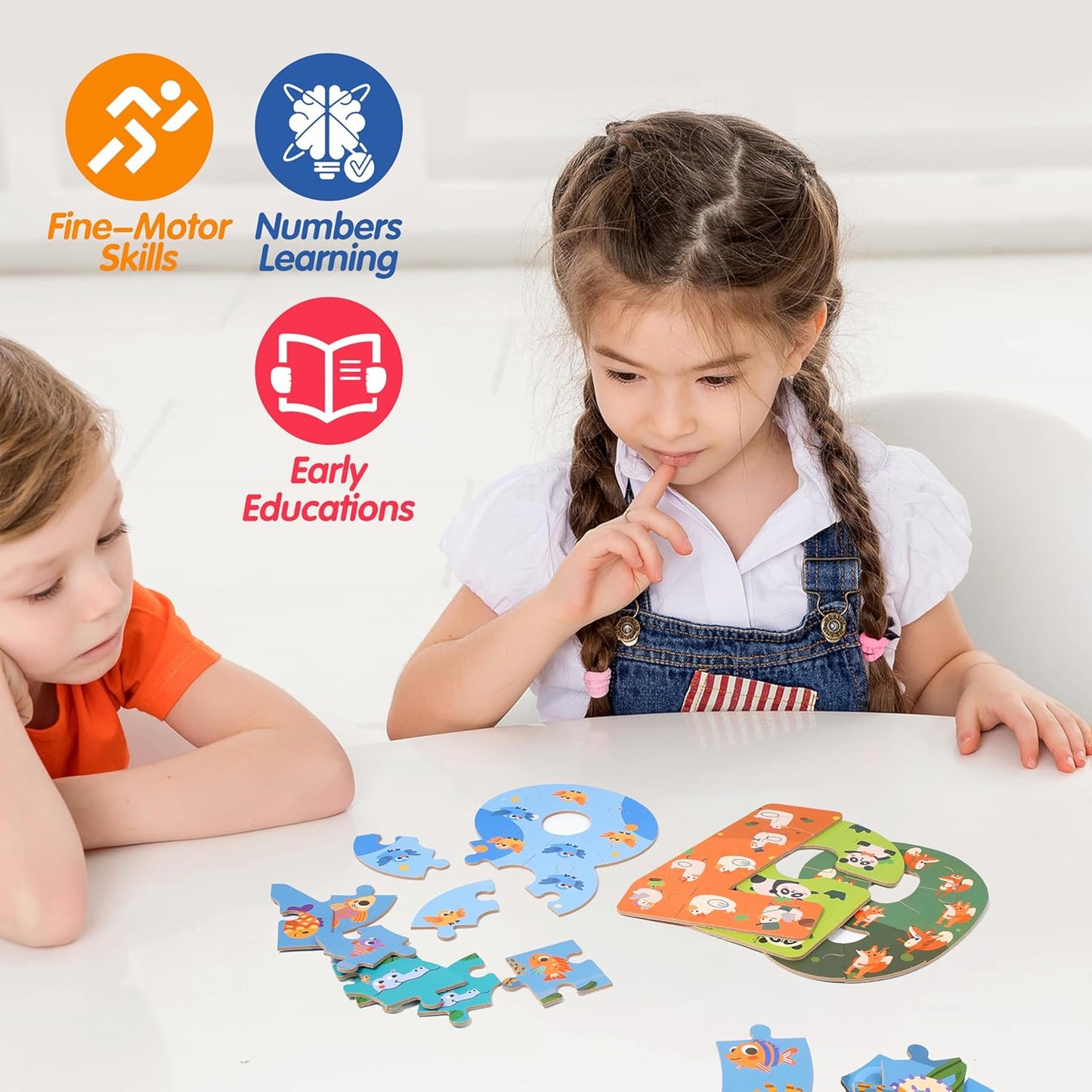 Wooden Jumbo Alphabet ABC Letter Toddler Puzzles Color Shape Animals Recognition Montessori STEM Jigsaw Preschool Learning Educational Toy for Kids 3 4 5 Years Old Boys Girls