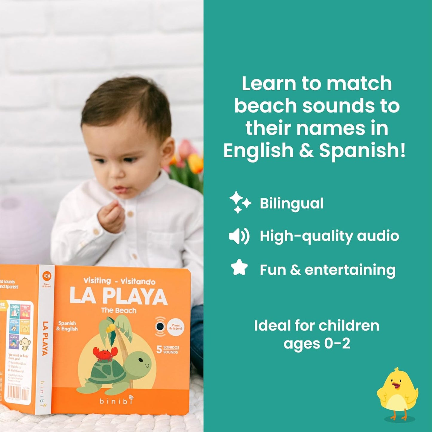 Binibi La Granja Bilingual Sound Book - Interactive Spanish Learning for Babies - Ages 1-5