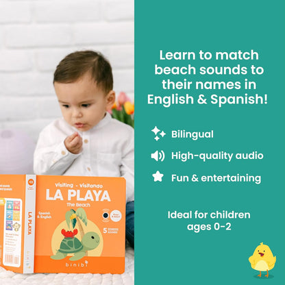 Binibi La Granja Bilingual Sound Book - Interactive Spanish Learning for Babies - Ages 1-5