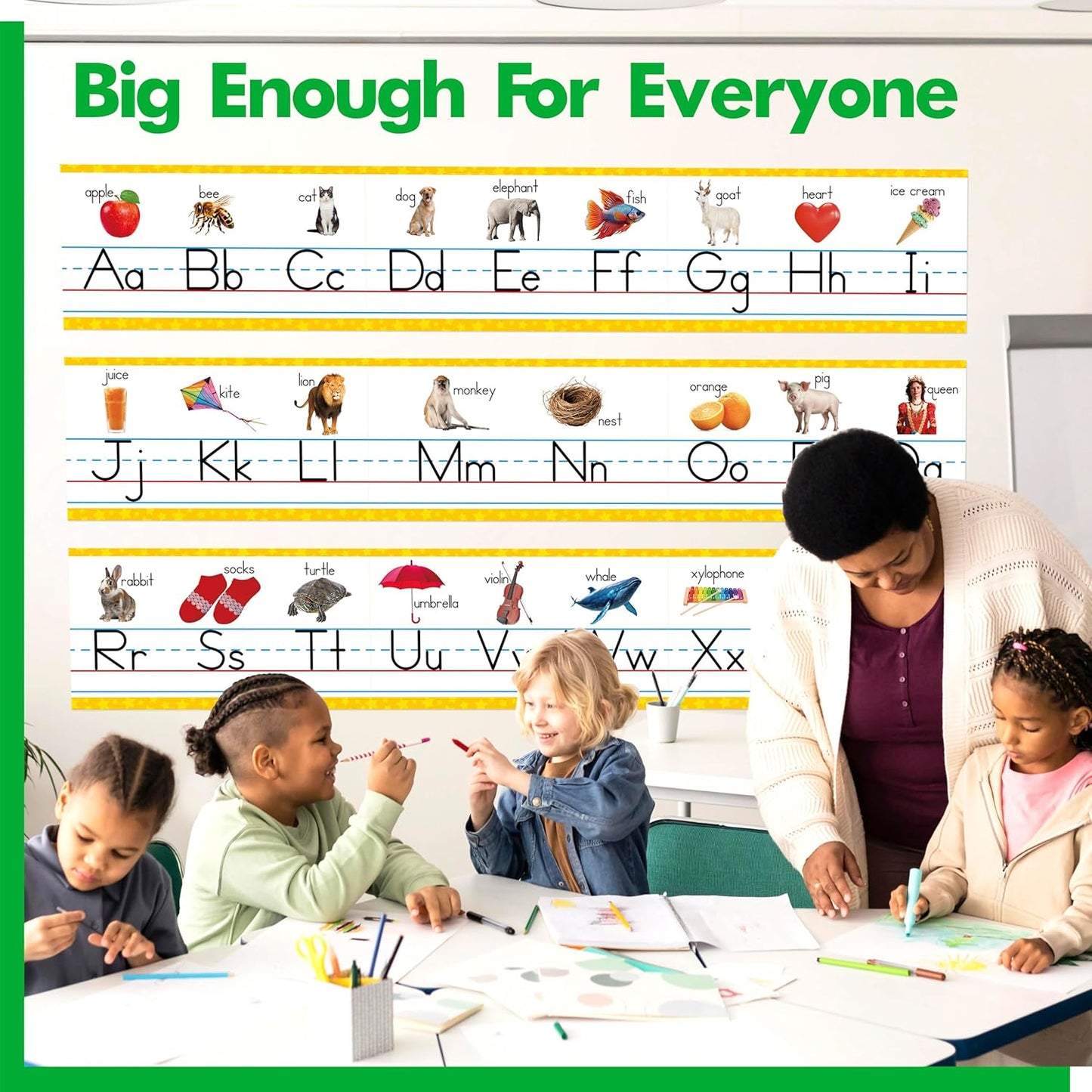 Alphabet Bulletin Board Set, 15 PCS Crayon Die-Cut ABC Wall Decorations 26 Upper & Lower Case Letters Plus 0-20 Numbers for Preschool, Kindergarten Classroom Playroom Bedroom Decorations