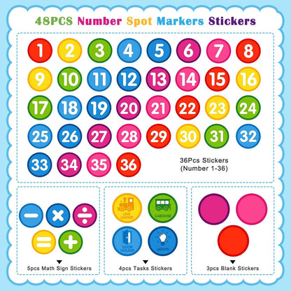FaCraft Boho Line Up Spots for Classroom Floor - 48Pcs Floor Numbers for Classroom Lining Up Waterproof Number Stickers Markers for Preschool Kindergarten Elementary Back to School Teacher Must Haves