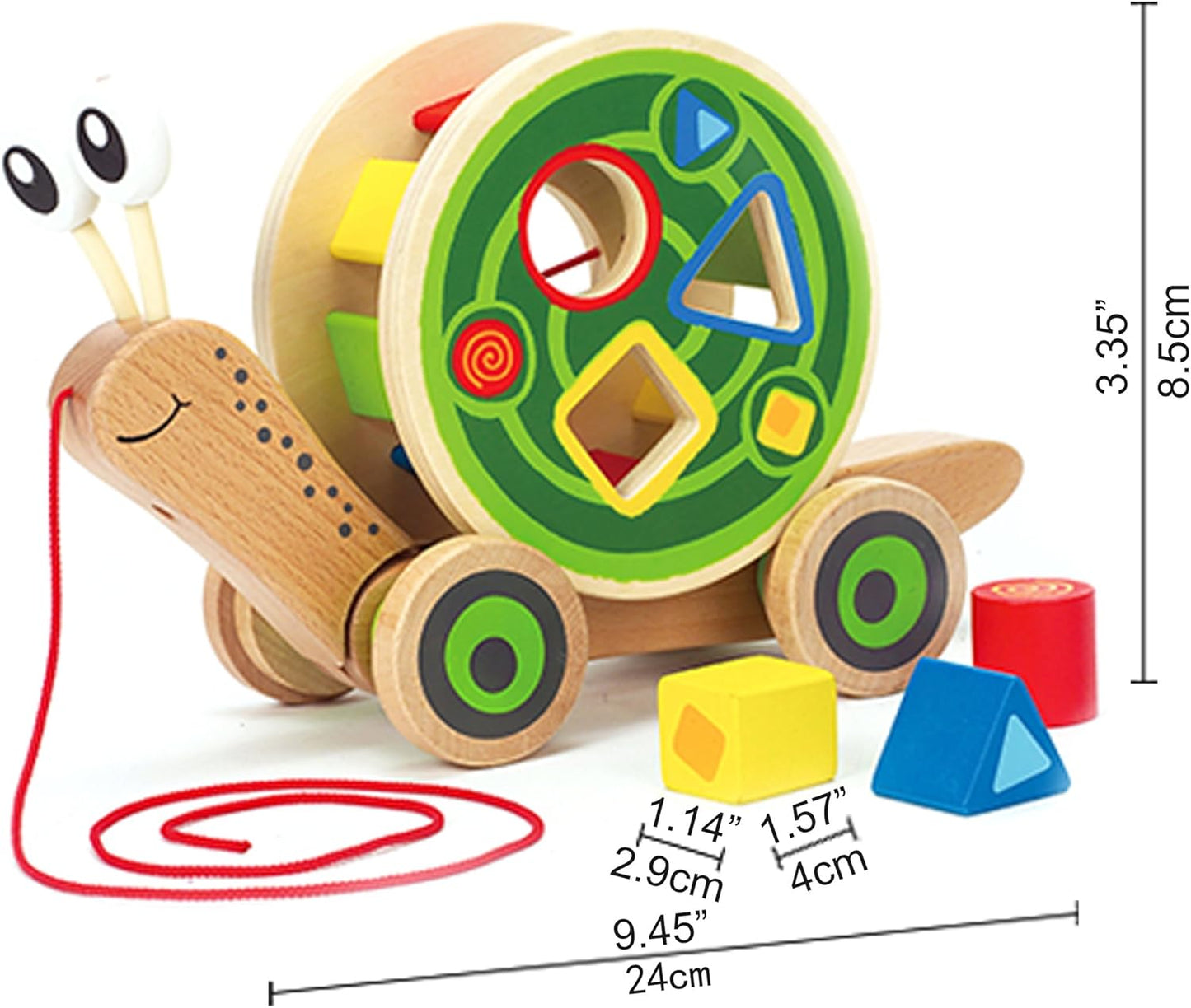 Hape Walk-A-Long Snail Pull Toy |Award Winning Toddler Wooden Push and Pull Toy with Removable Color