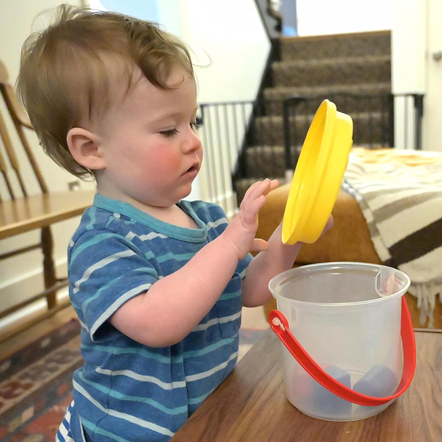 Shape Sorter Bucket – 12-Piece Toddler Math & Fine Motor Skills Toy, Special Needs-Friendly Sorting and Matching Activity
