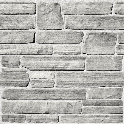 COMSTICKC 3D Faux Gray Stone Wall Sticker Peel and Stick Wall Panels,10 Pcs of 12"X12",Ultra-Light Thin PVC Decorative Tiles Rocks Stone Backsplash Interior Decor,Paintable