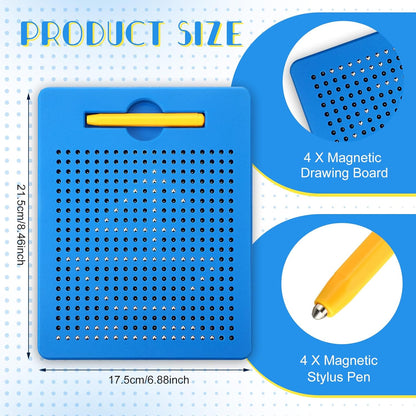 Yexiya 3 Pcs Magnetic Drawing Board for Kids, Toddler Travel Drawing Kit Magnet Sketch Thread Board with Stylus Pen and Beads Toy for Child Quiet Time Activities (7 x 8.5 Inches,Blue)