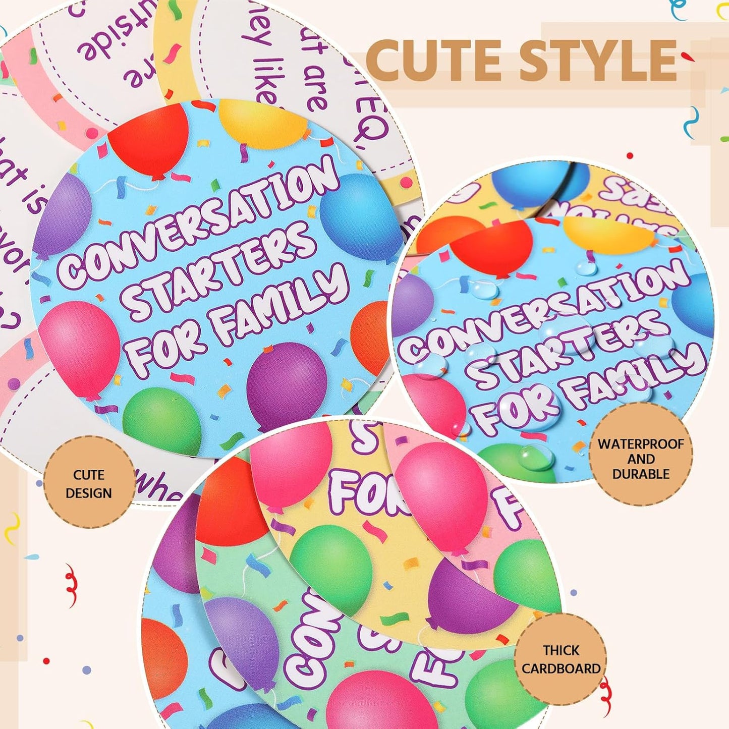 Pasimy 100 Pcs Family Conversation Cards Bulk Kids Question Card Games Fun Conversation Starters Cards Game for Kid Adult Family Road Trips Build Parent Child Relationship