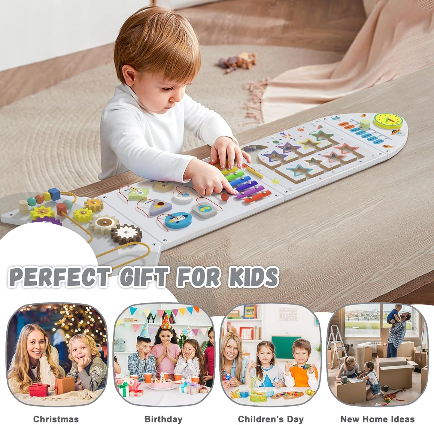 Spacocld Rocket Activity Wall Busy Board Panels - Sensory Wall Panel for Kids, Montessori Toddler Wall Activity Board(5PCS)