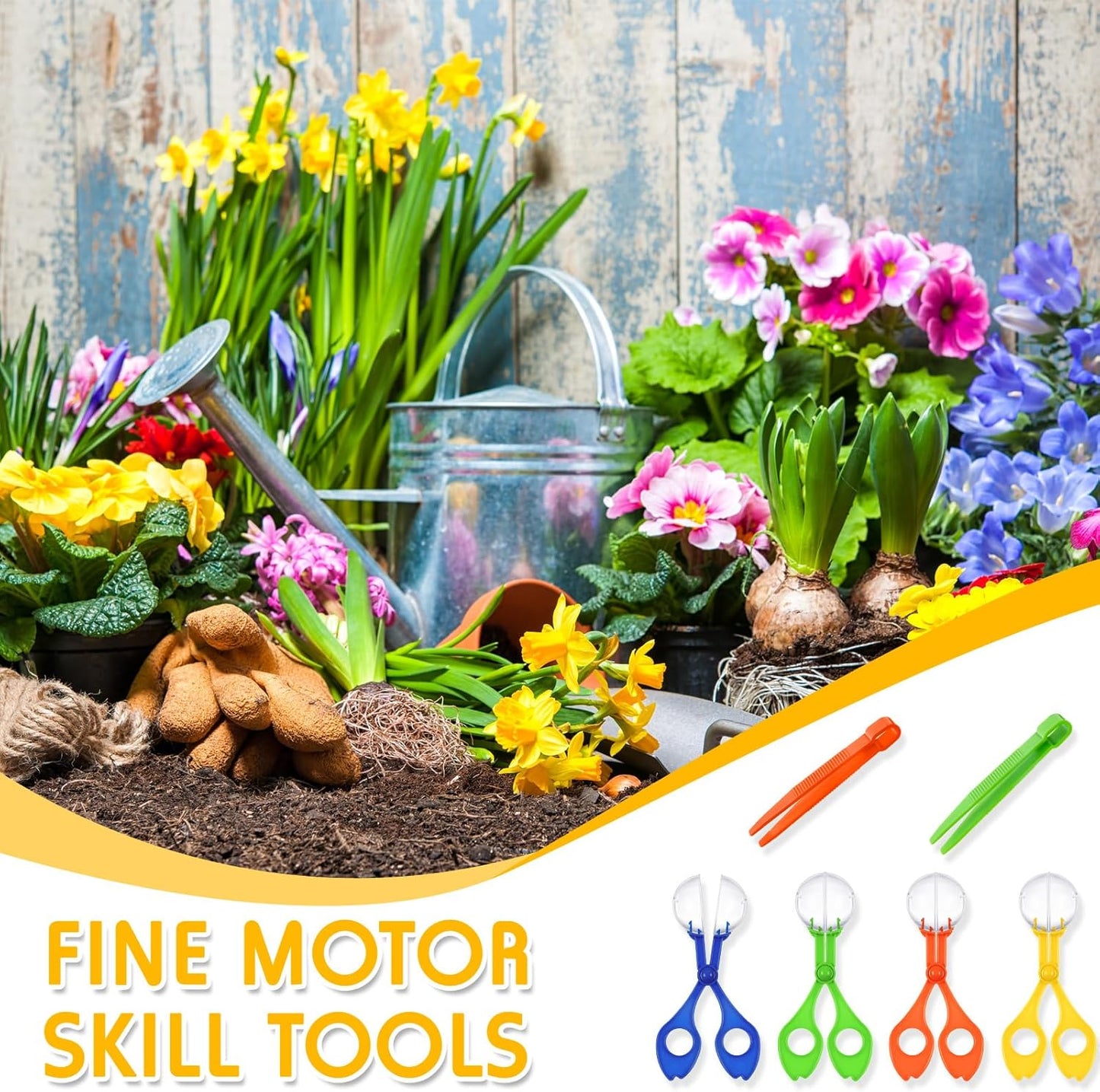 Mudder 12 Pieces Fine Motor Skill Toys Includes 6 Handy Scoopers 6 Jumbo Tweezers Bug Insects Tweezer Backyard Explorer Outdoor Tool Sensory Class Learning Tool Nature Exploration Observation