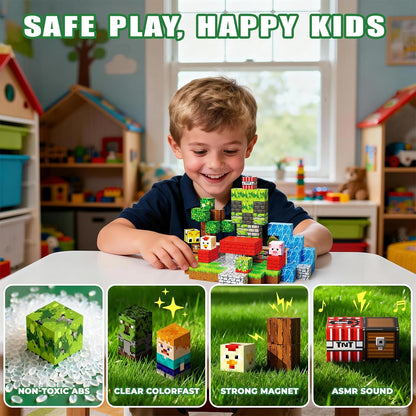 Magnetic Blocks Toys for Kids, 100 PCS Building Blocks Cubes, Stacking Magnetic Tiles Toys for Kids Toddlers Boys Girls Ages 3 4 5 6 7 8-12 Birthday Gifts Party Supplies (Underworld)